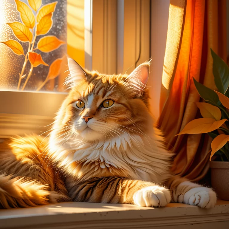 Cozy Photorealistic Kitty in a Sunbeam: Heartwarming Art