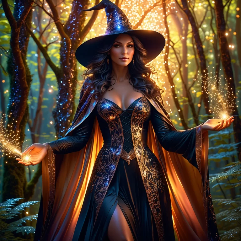 Enchanting Witch in Ethereal Forest: A Photorealistic Masterpiece