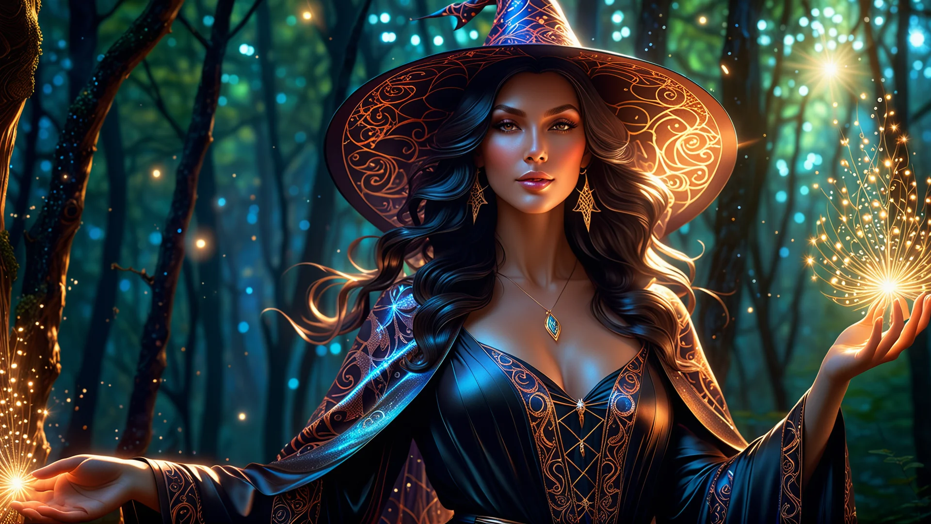 Enchanting Witch in Ethereal Forest: A Photorealistic Masterpiece