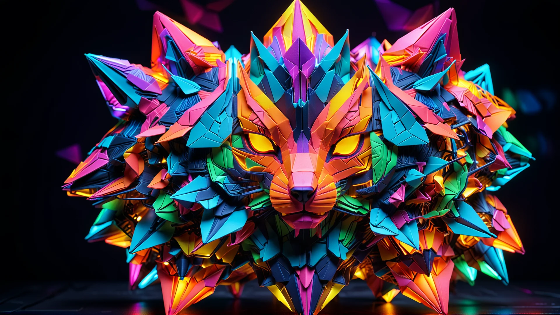 Futuristic Neon Origami: A Cyberpunk Art Fusion in 8K Detail