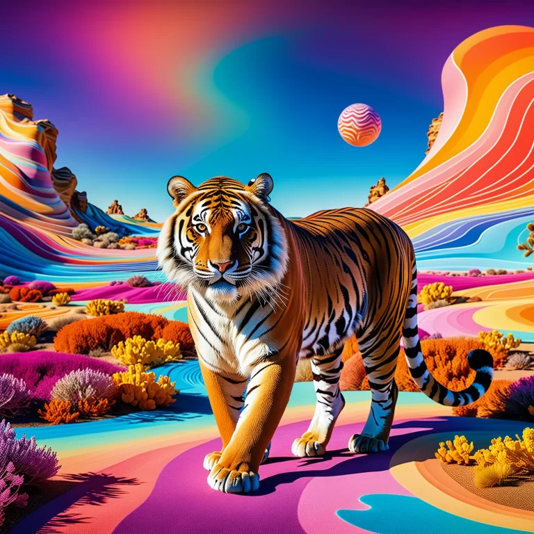 Surreal Ethereal Tiger in a Dreamlike Landscape Art