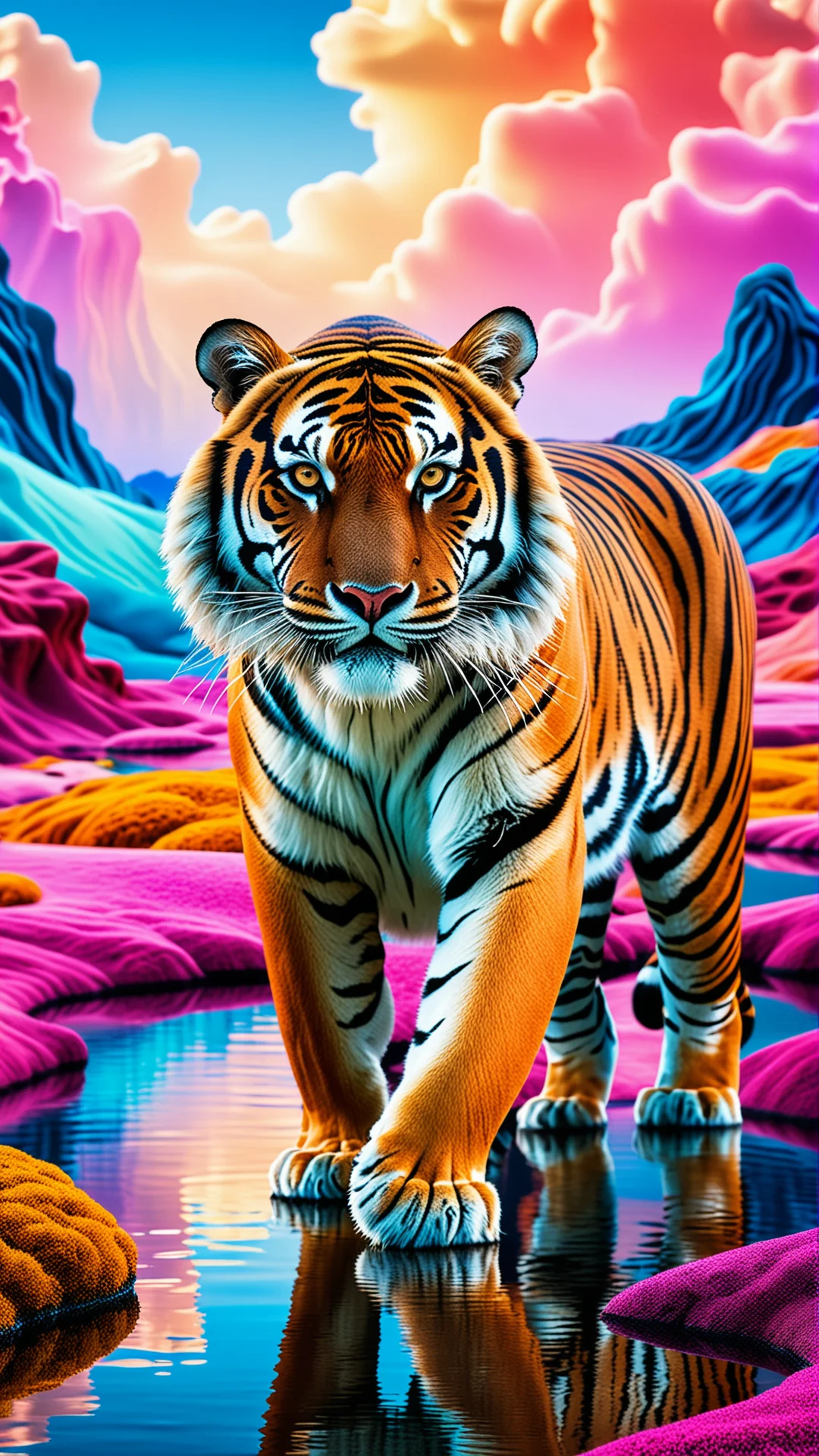 Surreal Ethereal Tiger in a Dreamlike Landscape Art