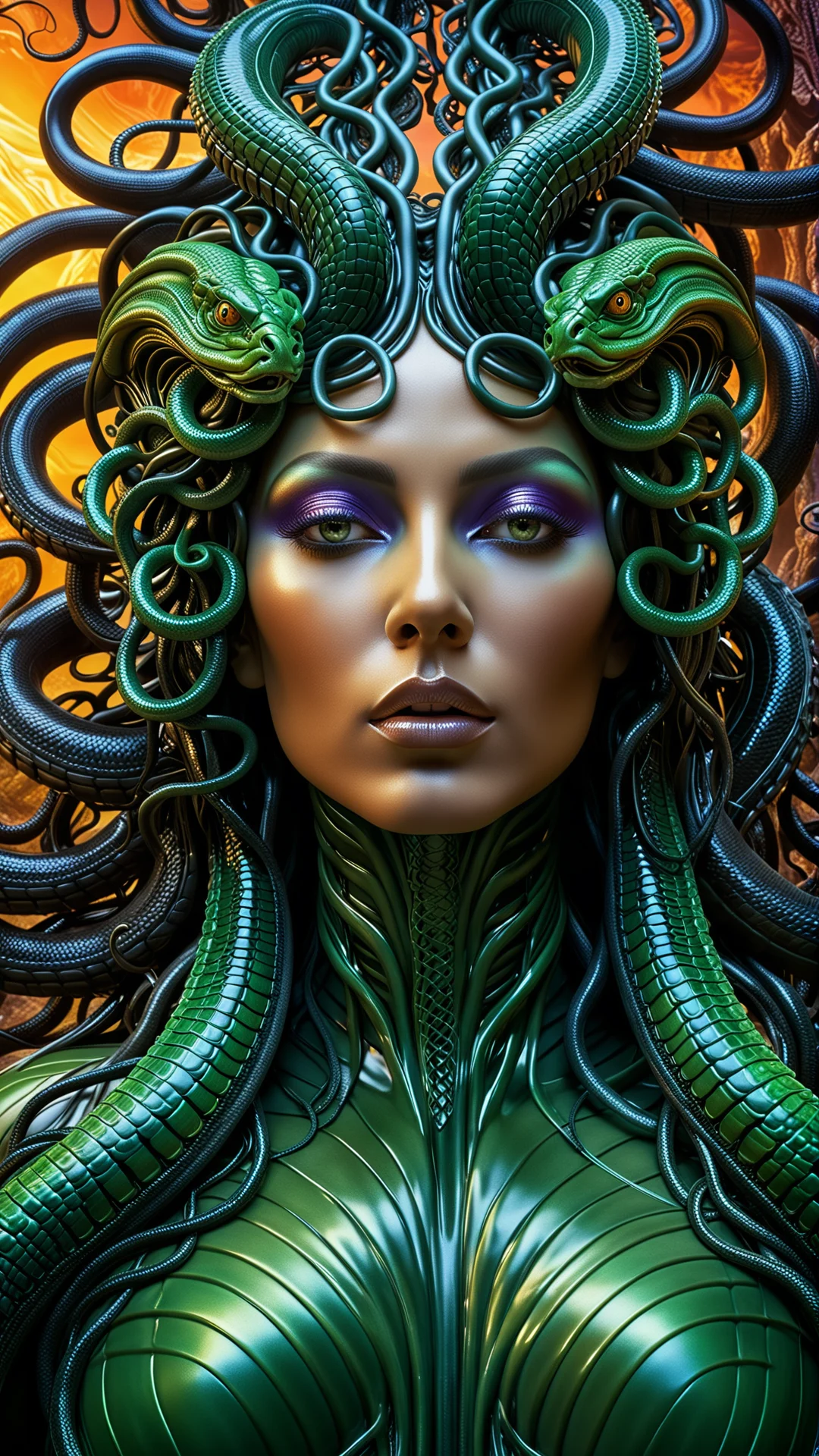 Surreal Medusa: Serpent Hair and Ethereal Light in Stunning 8K Art