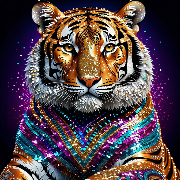 Majestic Glittering Tiger: A Fantasy Art Masterpiece