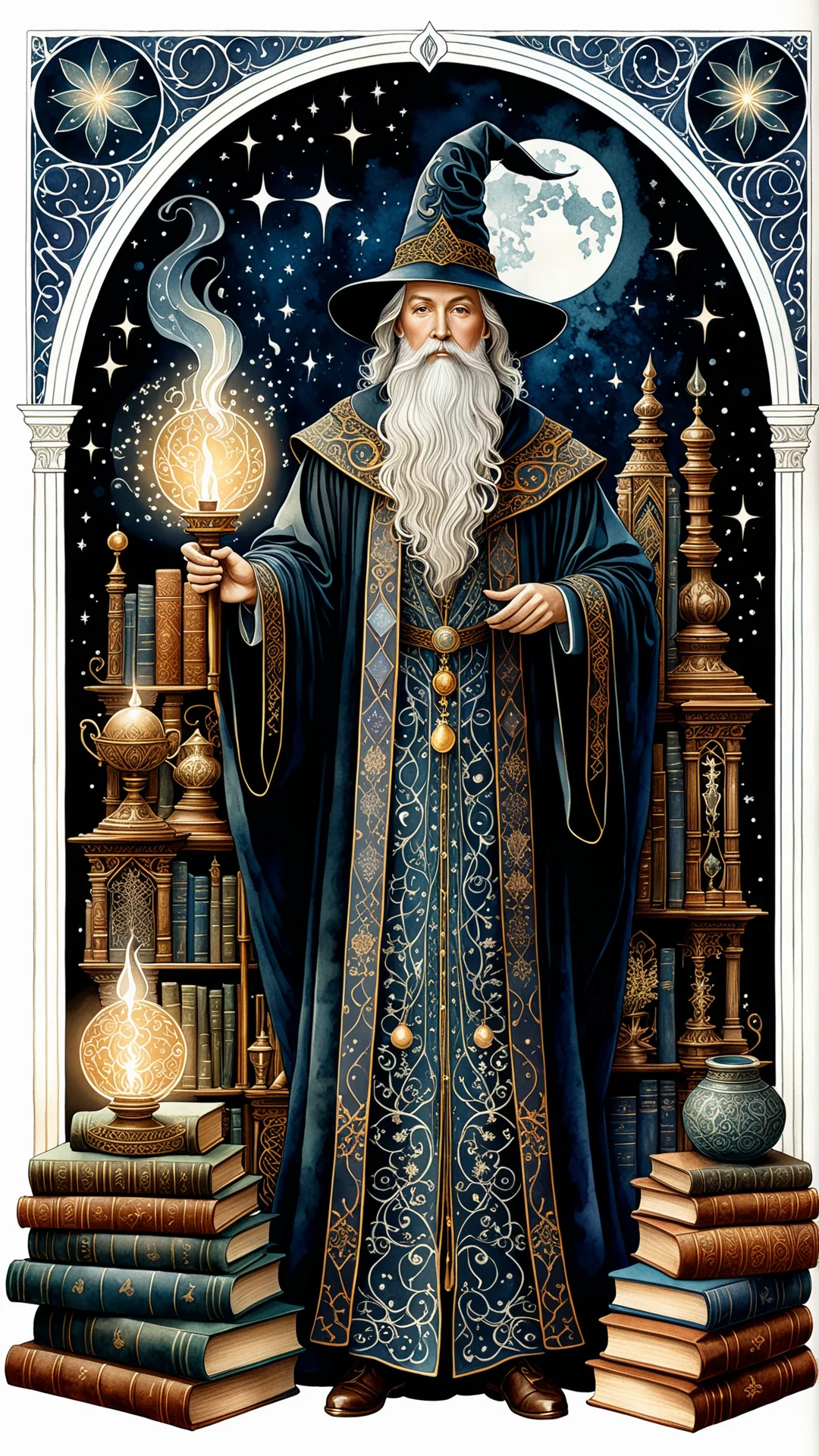 Victorian-Era Wizard Illustration: Magical Art in High Detail