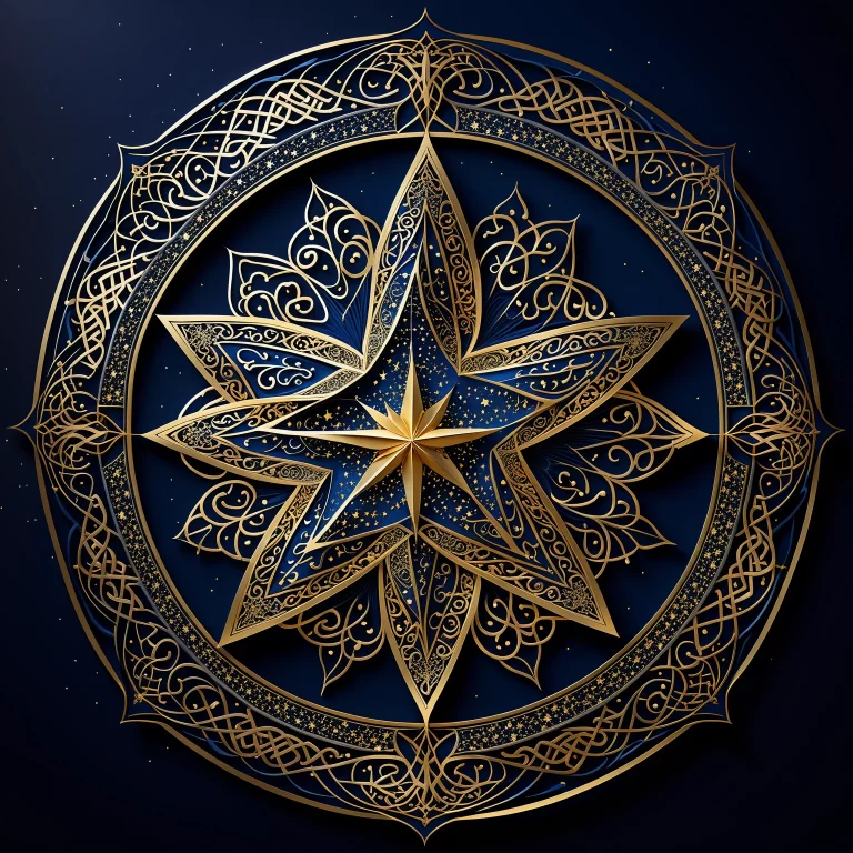 Celestial Calligraphy: A Luminous Star Illustration in 8K Resolution