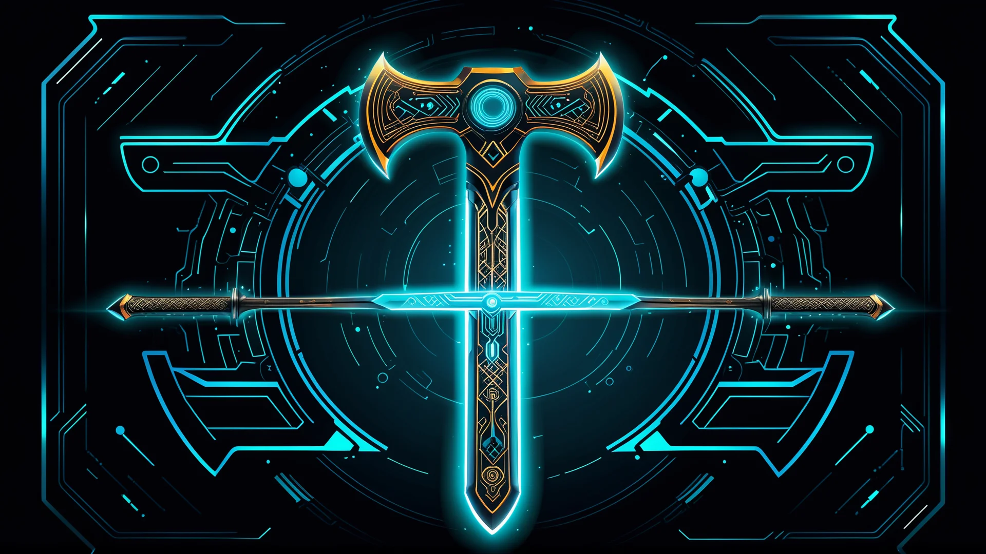 Futuristic Axe and Sword Vector Art: Blending Ancient and Modern Design