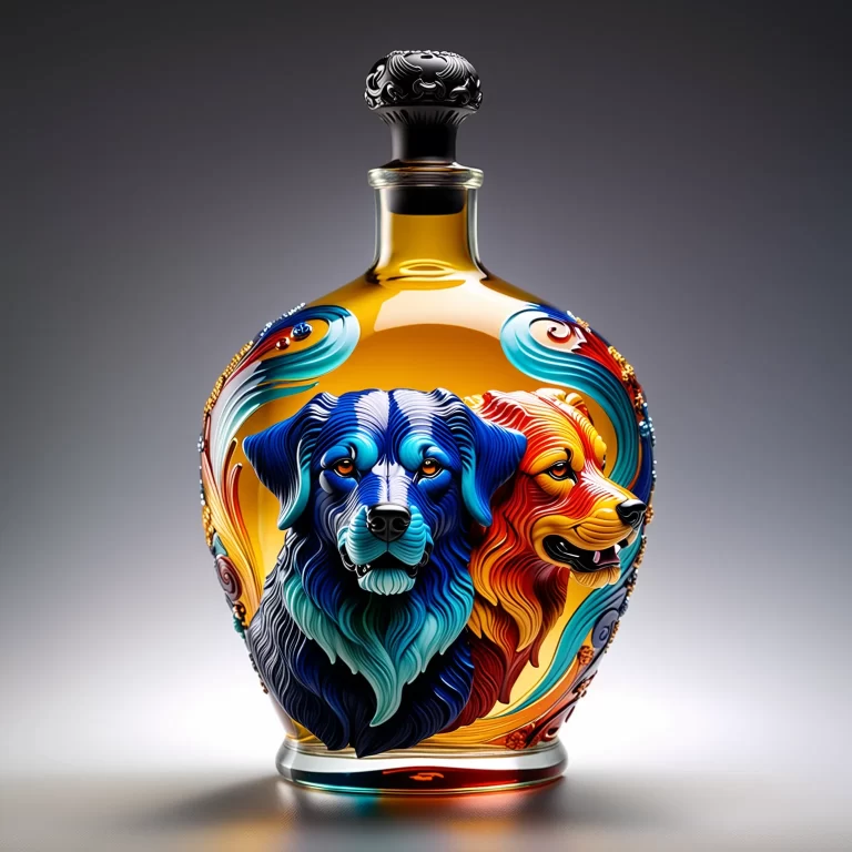 Stunning Cerberus Glass Bottle: Art Meets Mythology in 8K