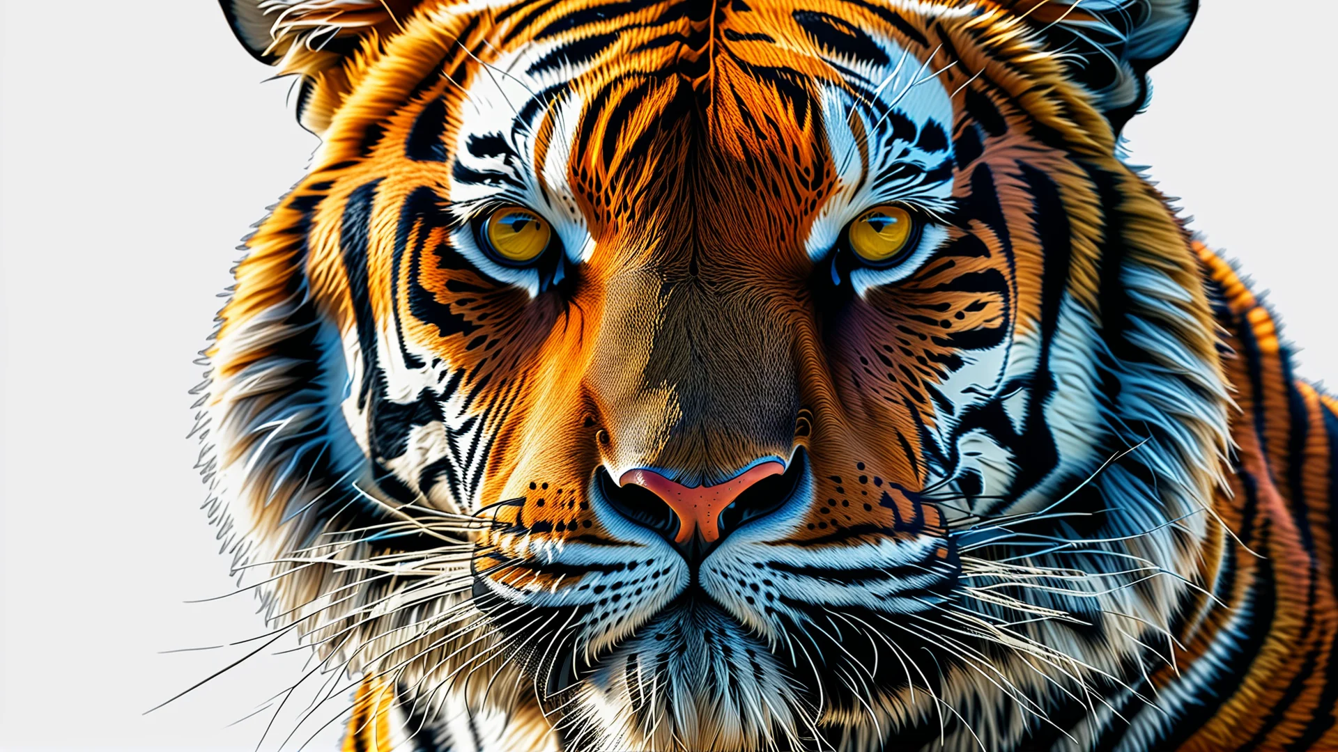 Stunning Contour Portrait of a Majestic Tiger in 8K Resolution