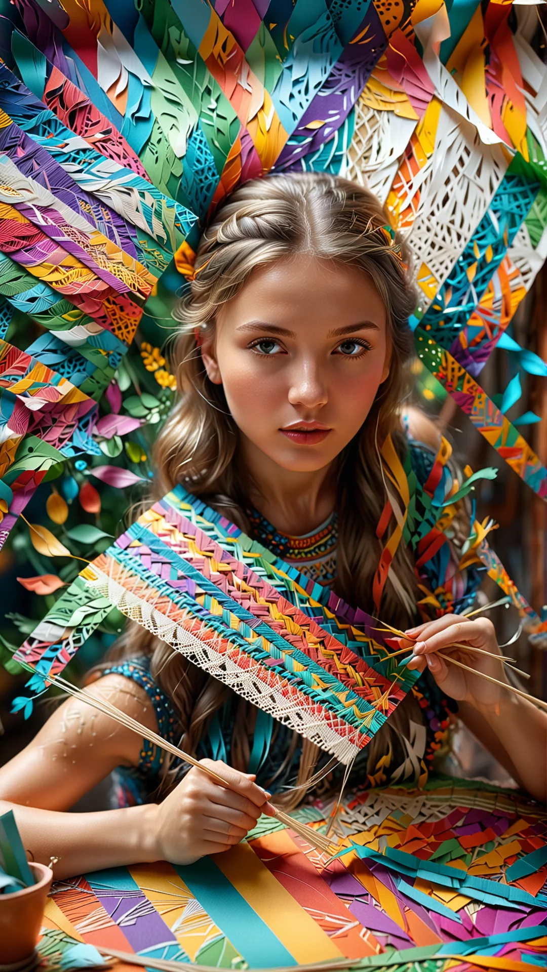 Intricate Paper Weaving: A Portrait of Creativity and Beauty