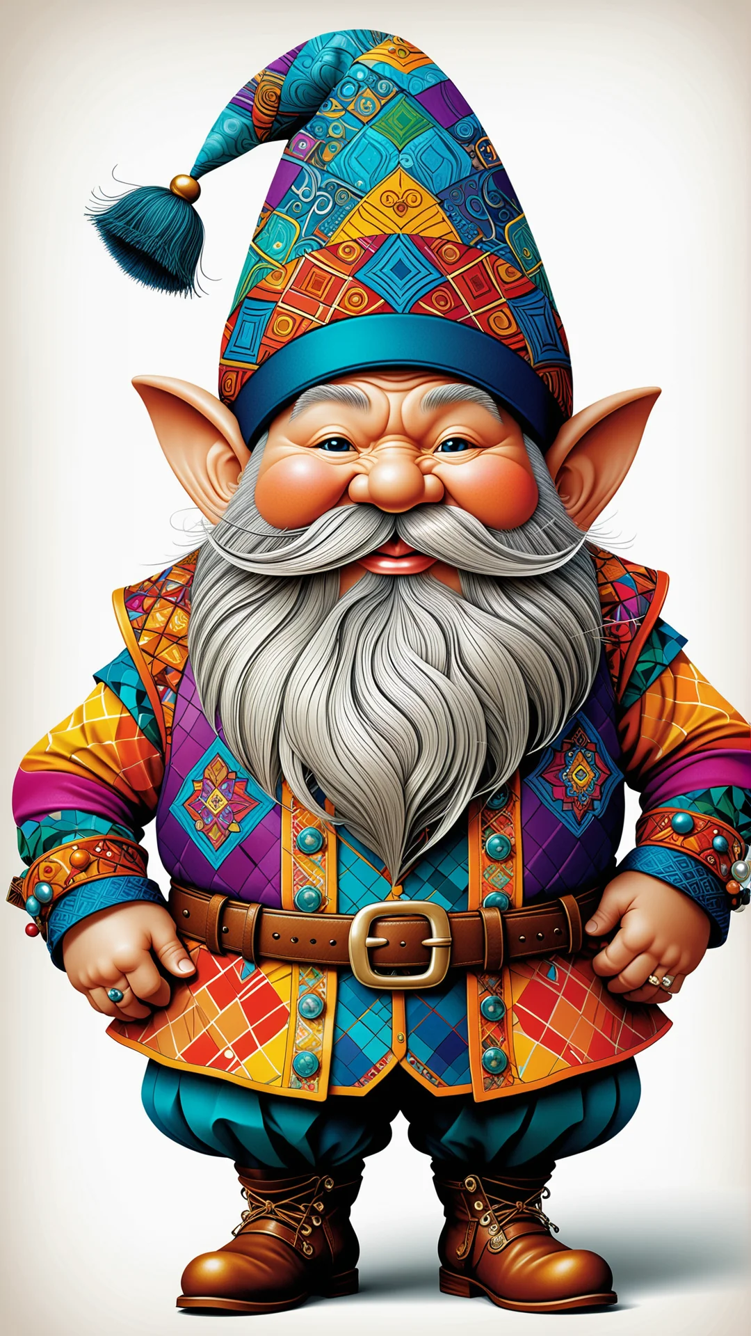 Whimsical Fashion Illustration of a Funny Dwarf in Vibrant Style