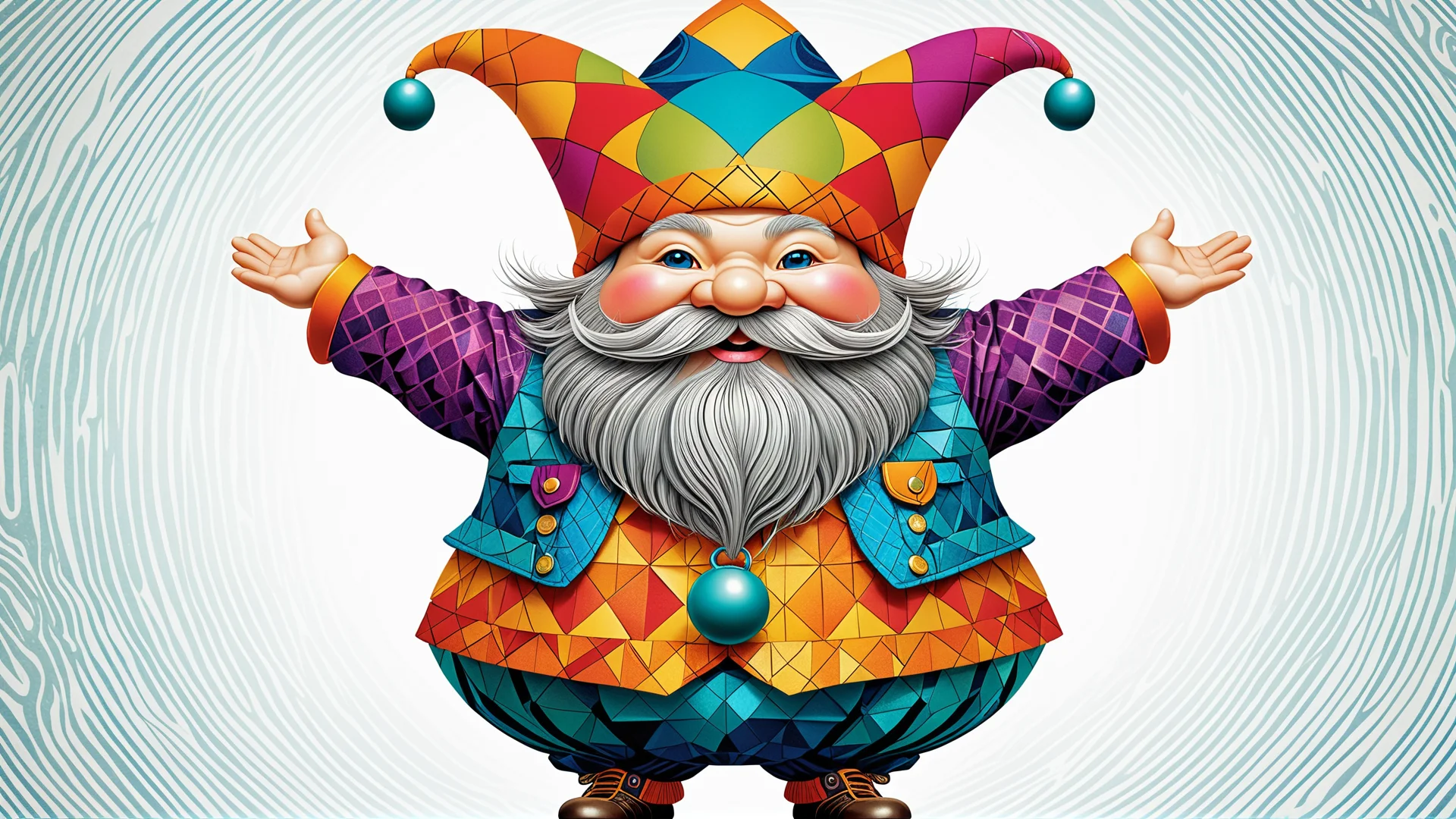 Whimsical Fashion Illustration of a Funny Dwarf in Vibrant Style