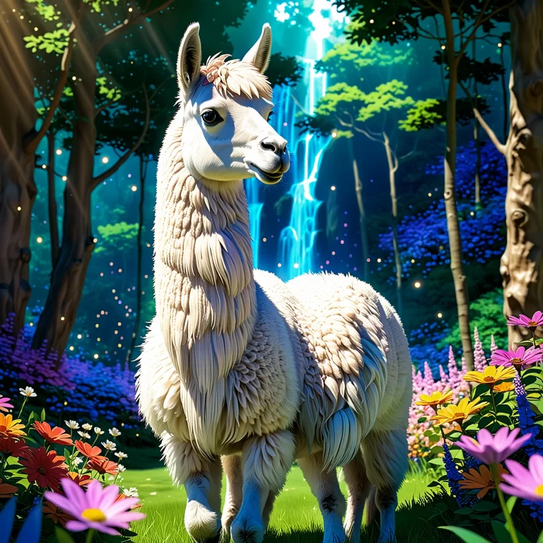 Enchanted Llama Glama: A Whimsical Anime Forest Adventure