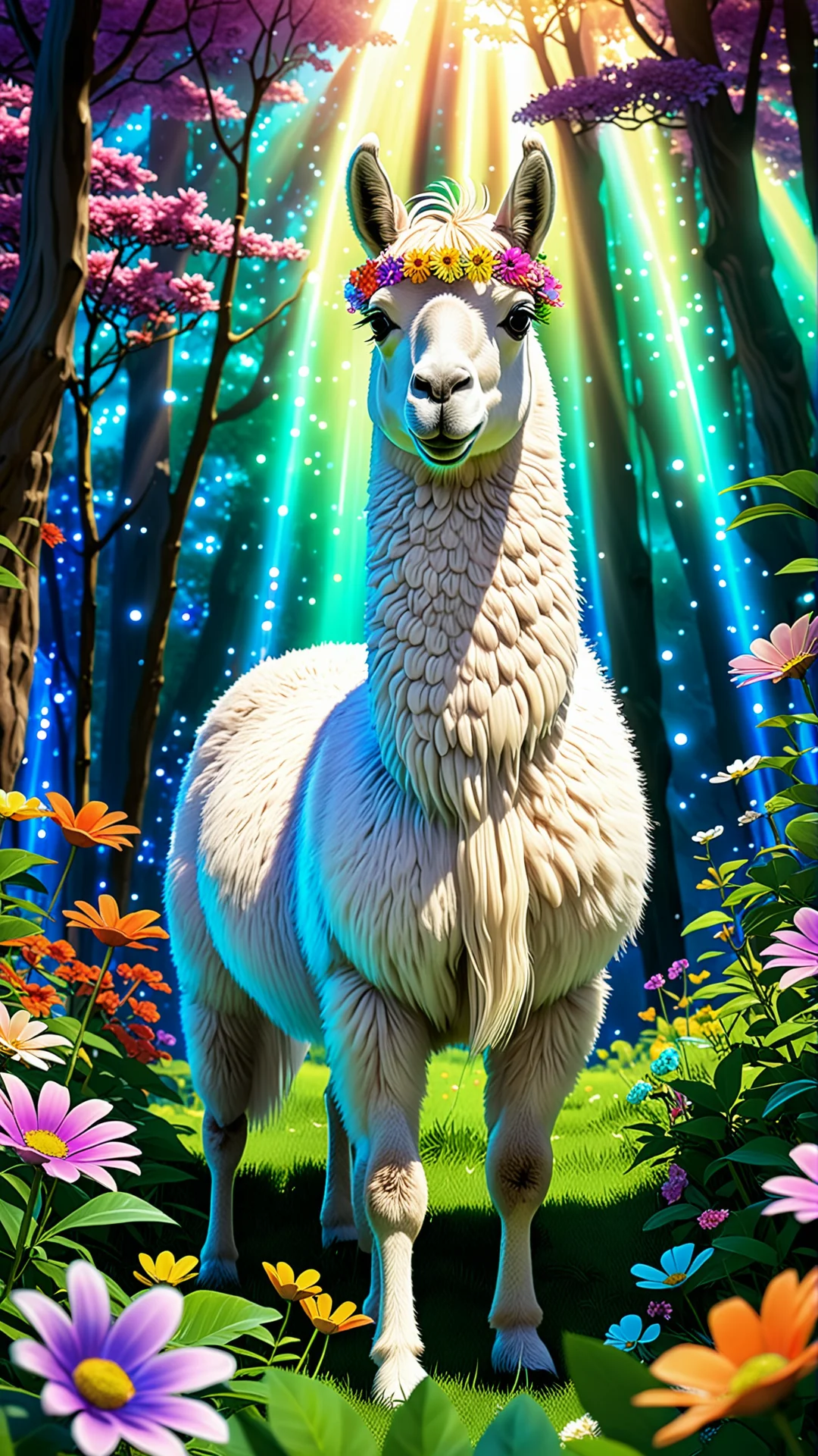 Enchanted Llama Glama: A Whimsical Anime Forest Adventure