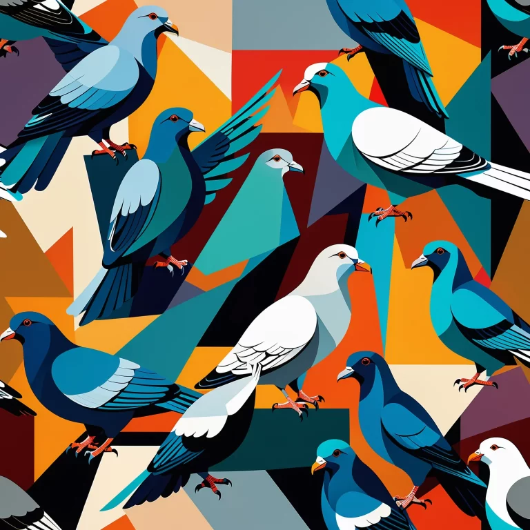 Cubist Pigeon Art: Vibrant Urban Abstract in 8K Resolution