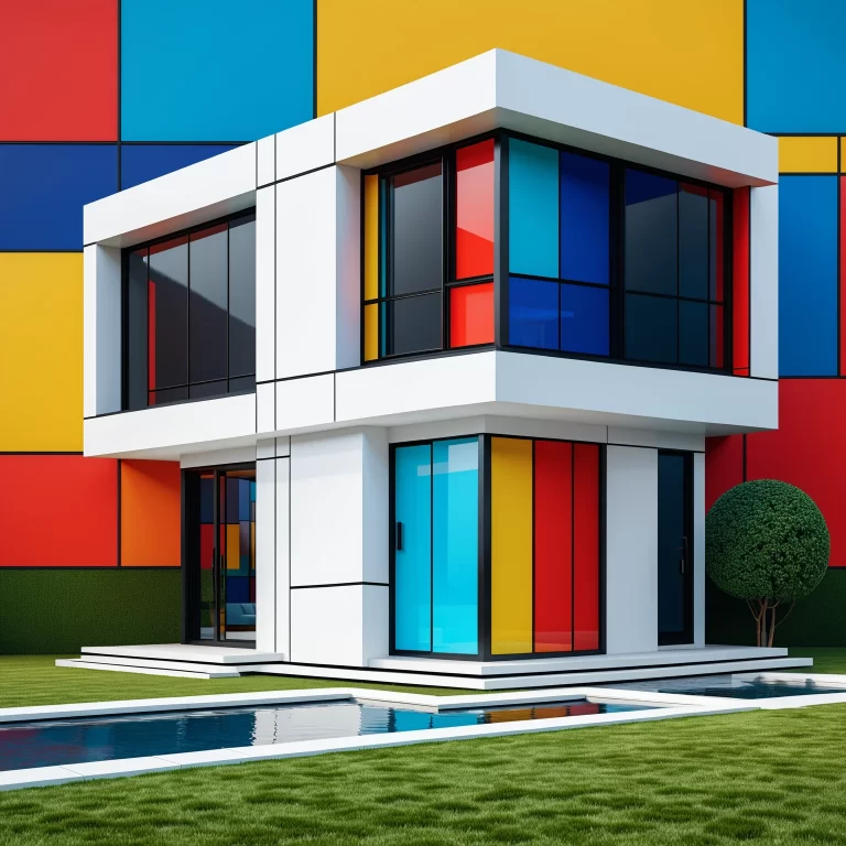 Abstract Geometric House Design: Modern Art Inspired by Mondrian & Wright