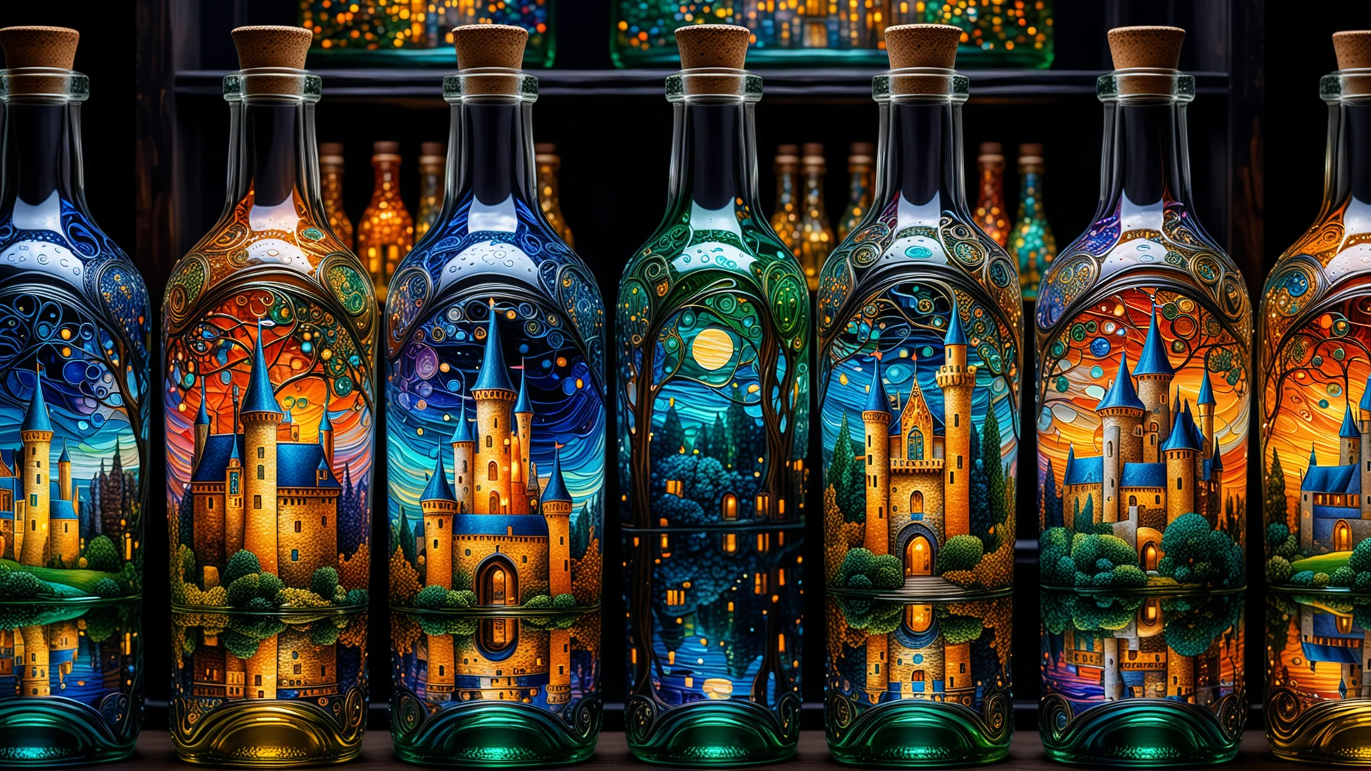 Whimsical Castle Reflected in Glass: A Neural Network Art Masterpiece