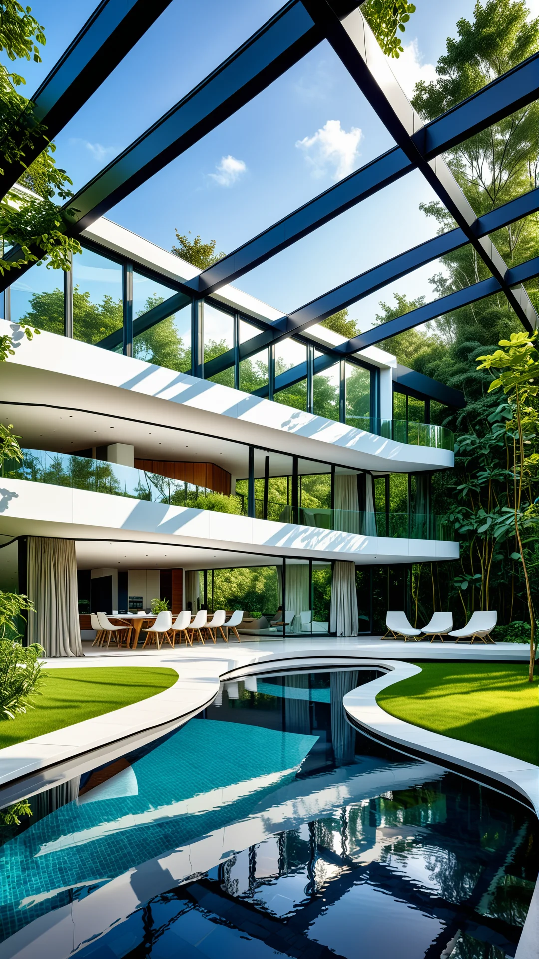 Futuristic Eco-Friendly House: Sleek Design Meets Nature and Art