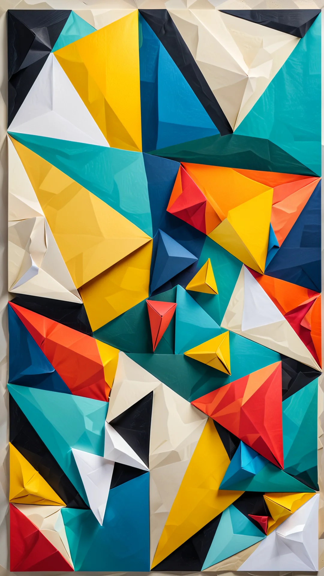 Vibrant Cubism-Inspired Abstract Art with Origami Shapes in 8K