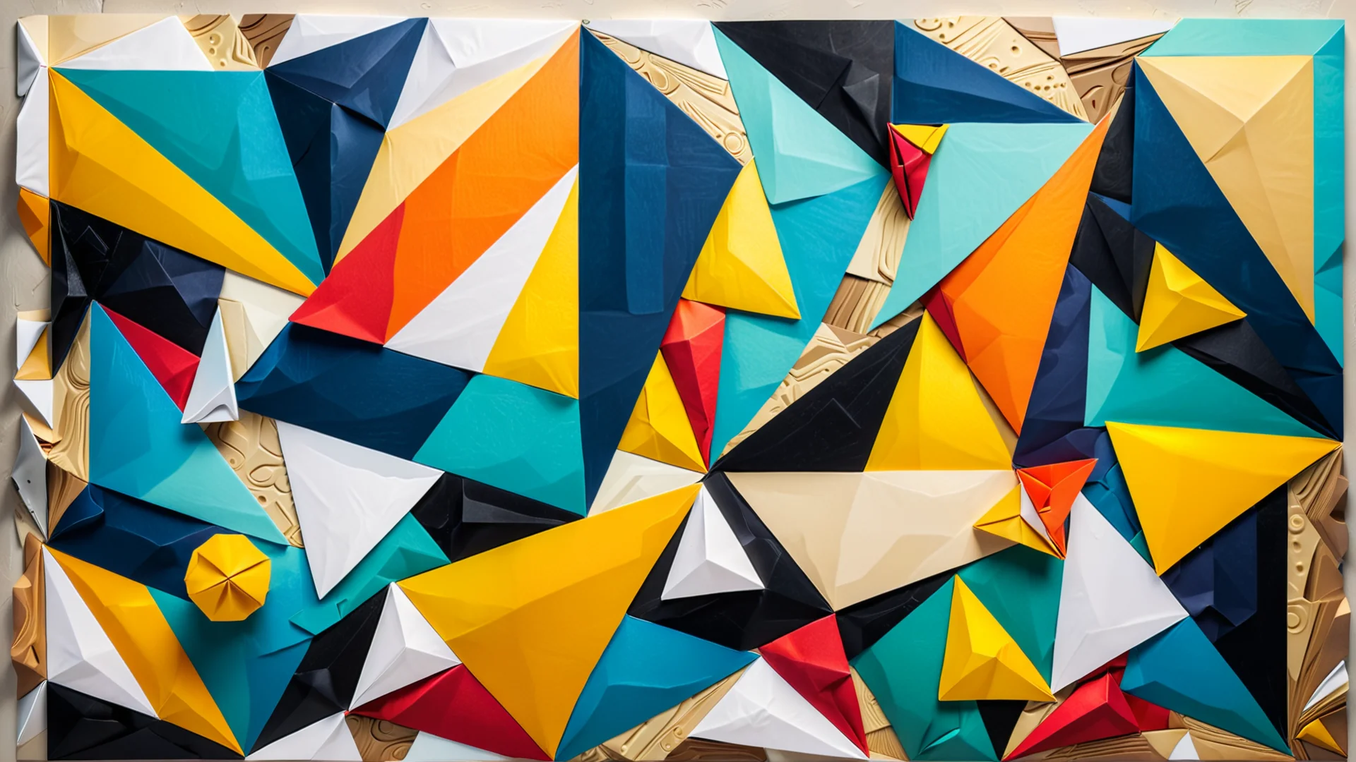 Vibrant Cubism-Inspired Abstract Art with Origami Shapes in 8K