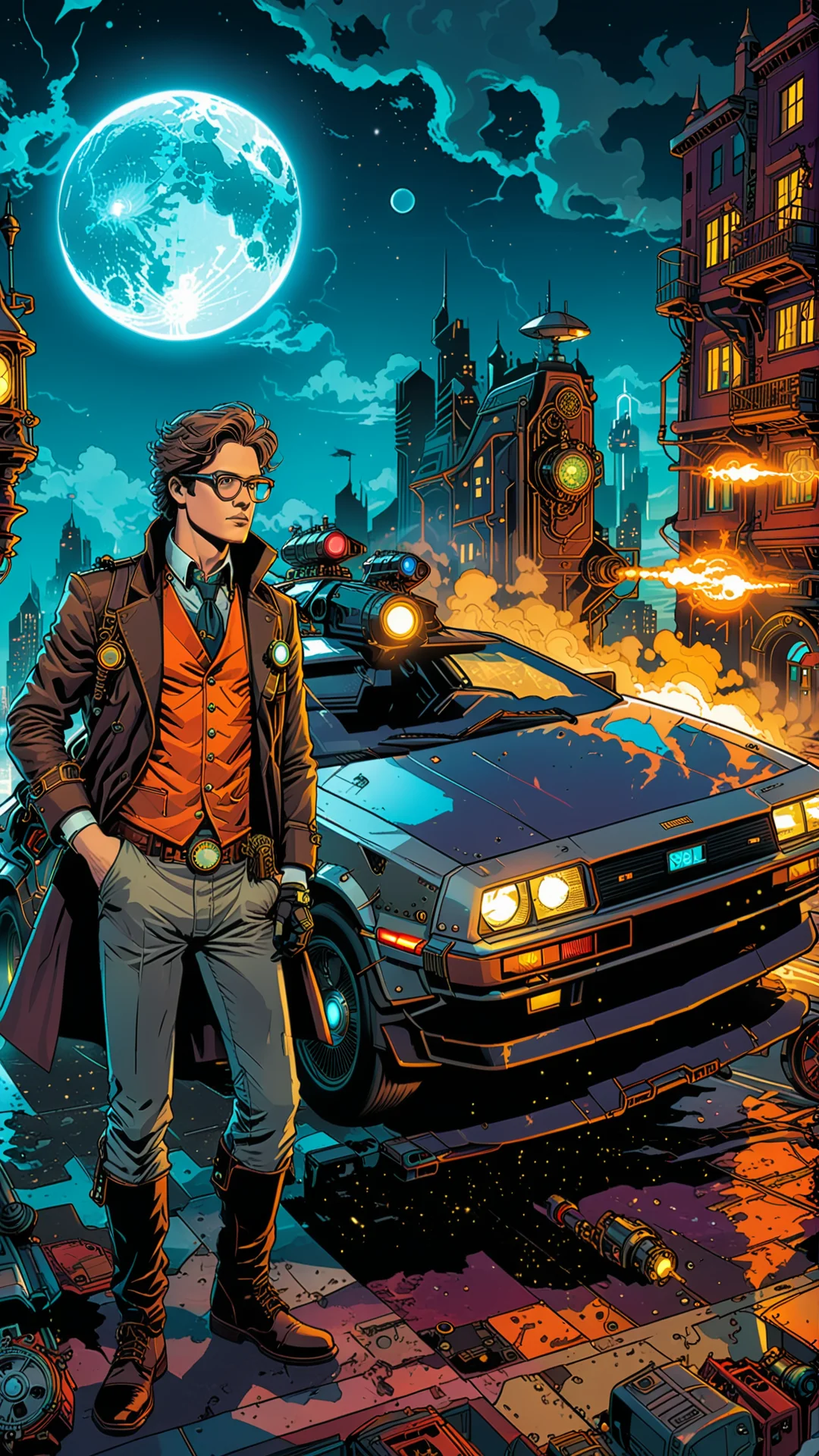 Time-Traveling Adventures in a Steampunk World: A Comic Journey