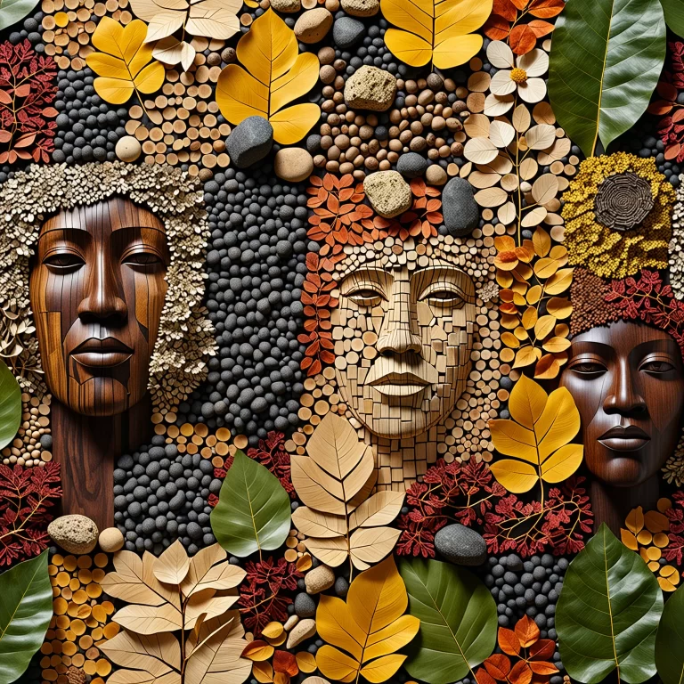 Enchanting Natural Material Collage Inspired by El Anatsui and Klimt