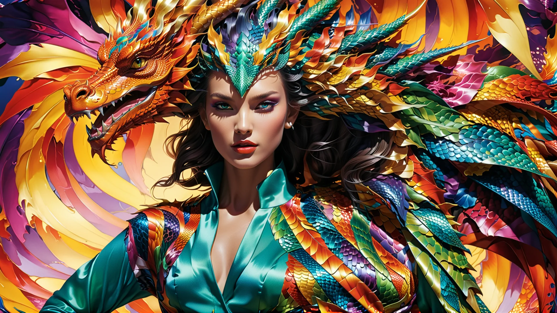 Majestic Dragon Meets High Fashion: A Stunning Illustration