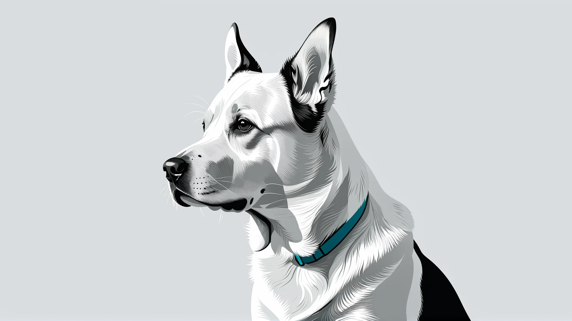 Minimalist Digital Dog Art: Tranquility in Clean Lines and Colors