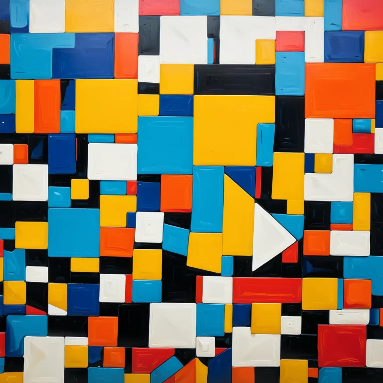 Vibrant Abstract AI Wall Art Inspired by Malevich and Mondrian