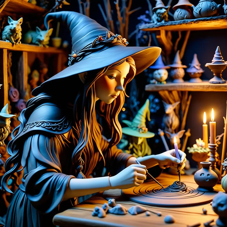 Ethereal Witch Crafting Intricate Polymer Clay Sculptures