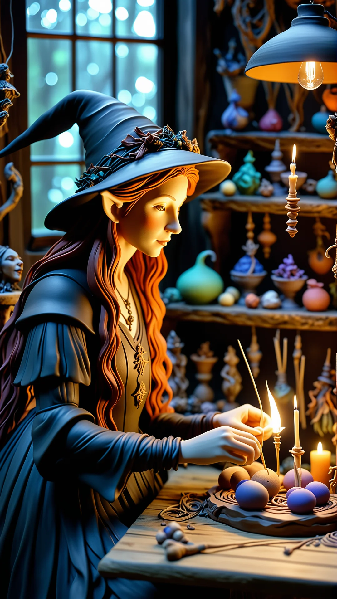 Ethereal Witch Crafting Intricate Polymer Clay Sculptures