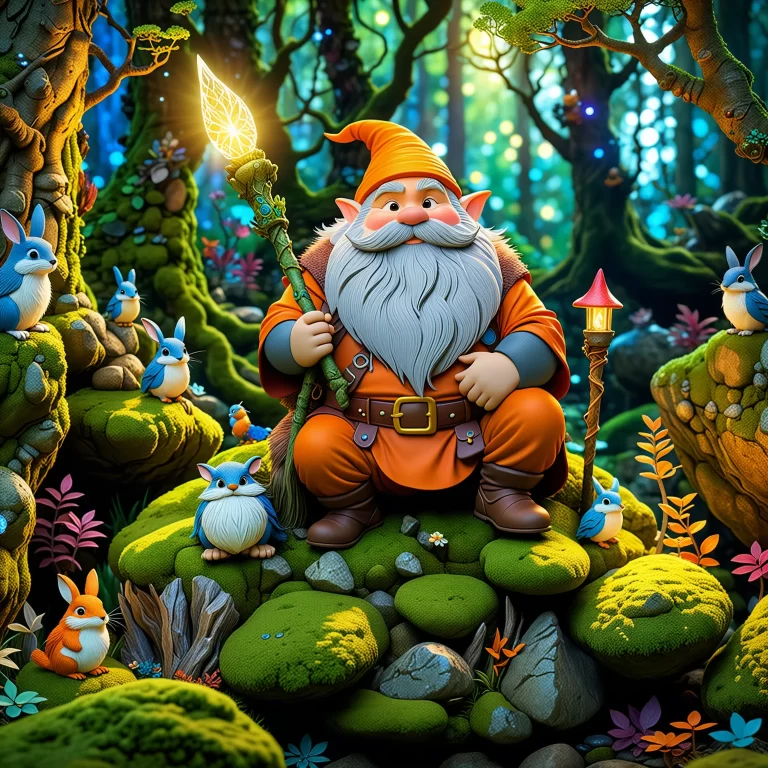 Magical Dwarf in Enchanted Forest: A Whimsical Cartoon Adventure