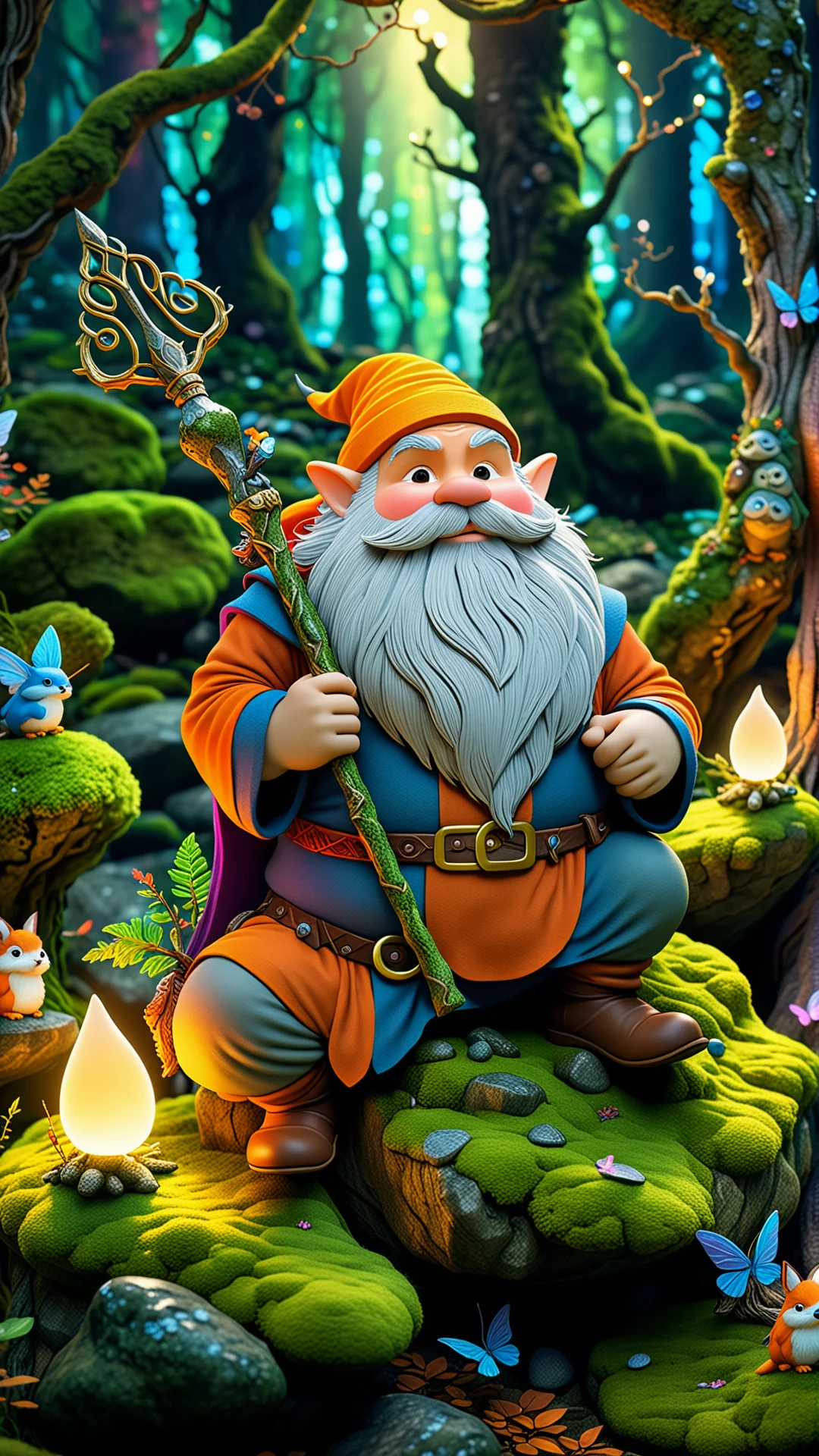 Magical Dwarf in Enchanted Forest: A Whimsical Cartoon Adventure