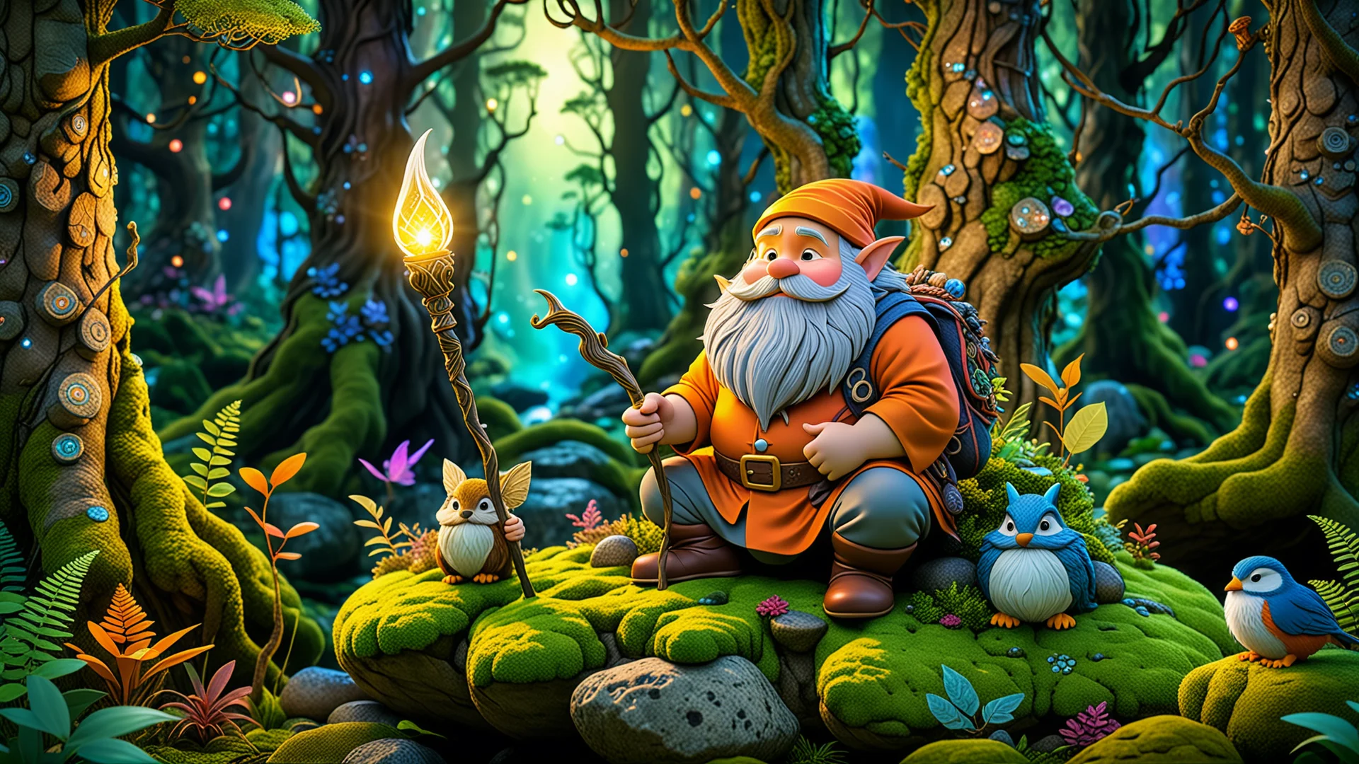 Magical Dwarf in Enchanted Forest: A Whimsical Cartoon Adventure