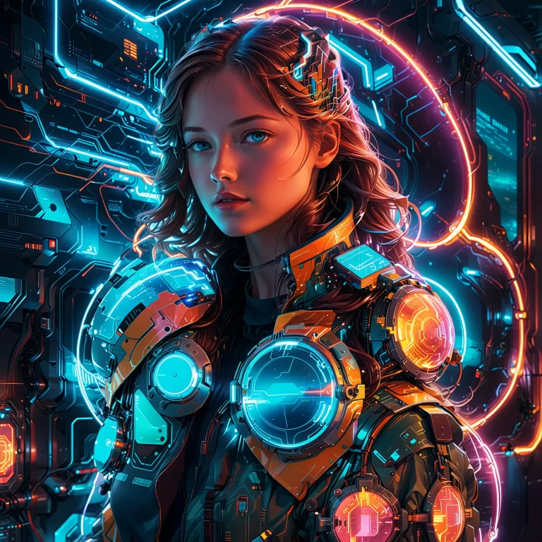 Futuristic Girl in Sci-Fi Aesthetic: Stunning Digital Illustration Posters