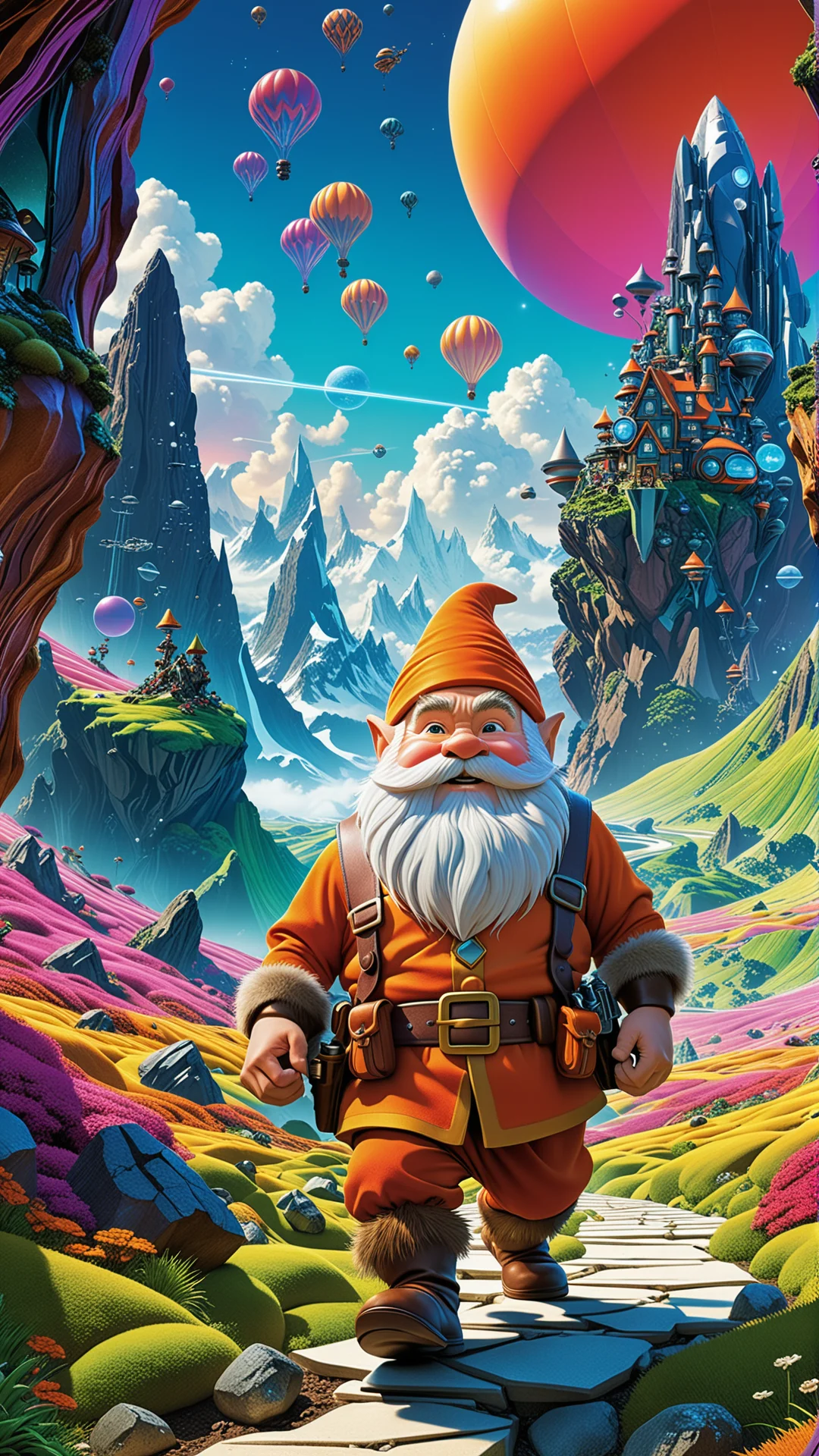 Whimsical Dwarf Adventures in a Futuristic Landscape