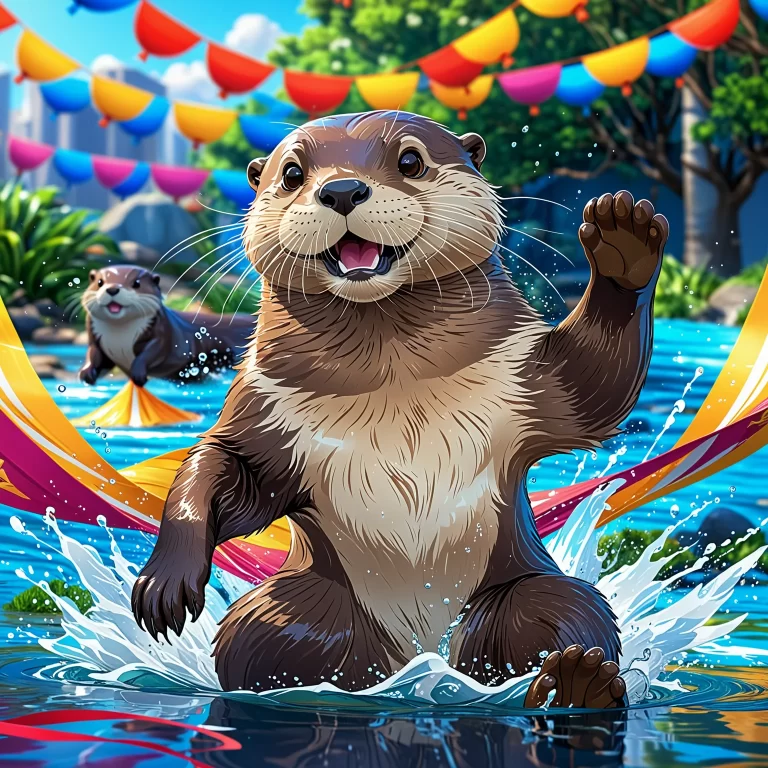 Vibrant Otter Anime Competition: Agility in Colorful Action