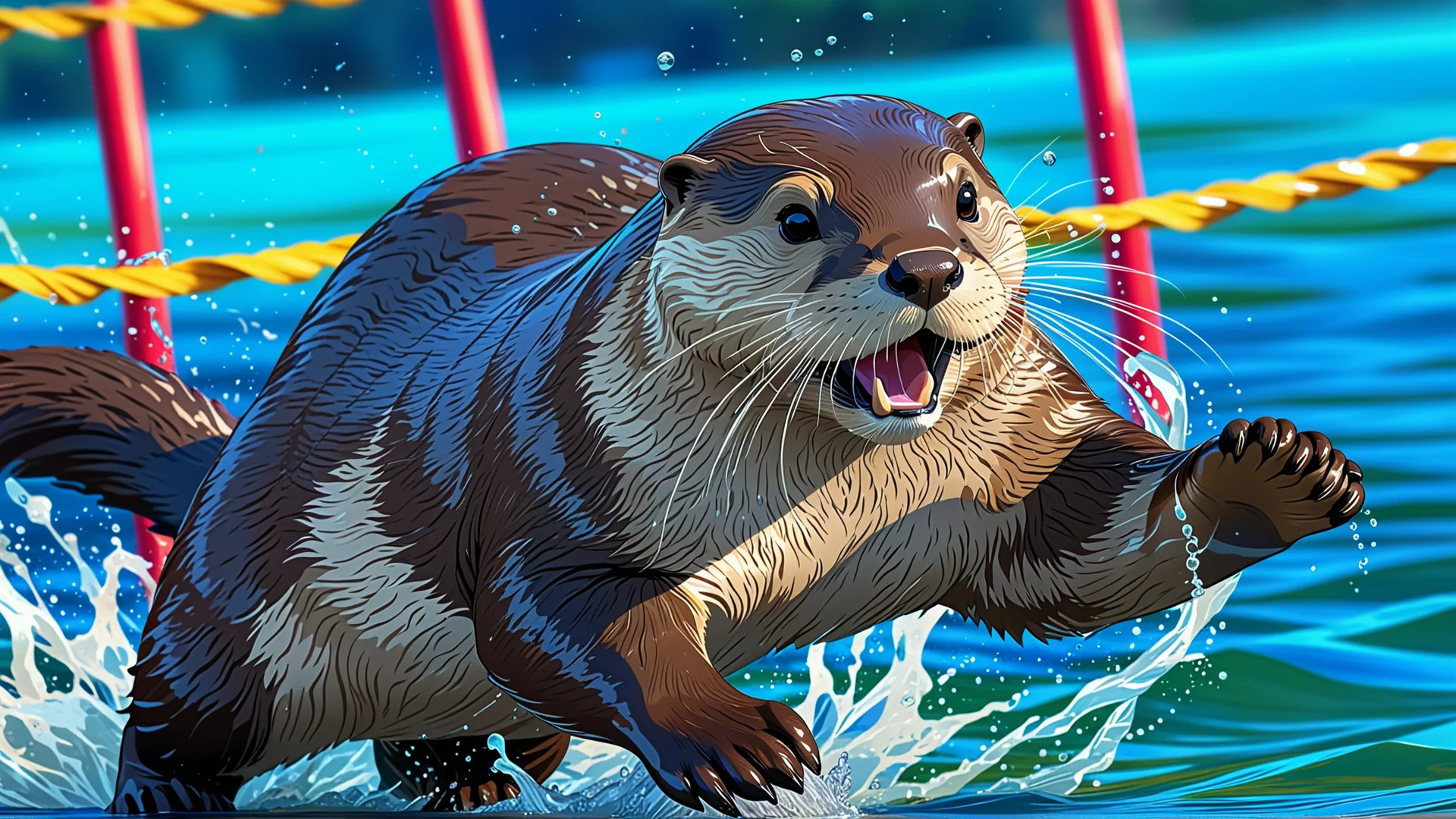 Vibrant Otter Anime Competition: Agility in Colorful Action