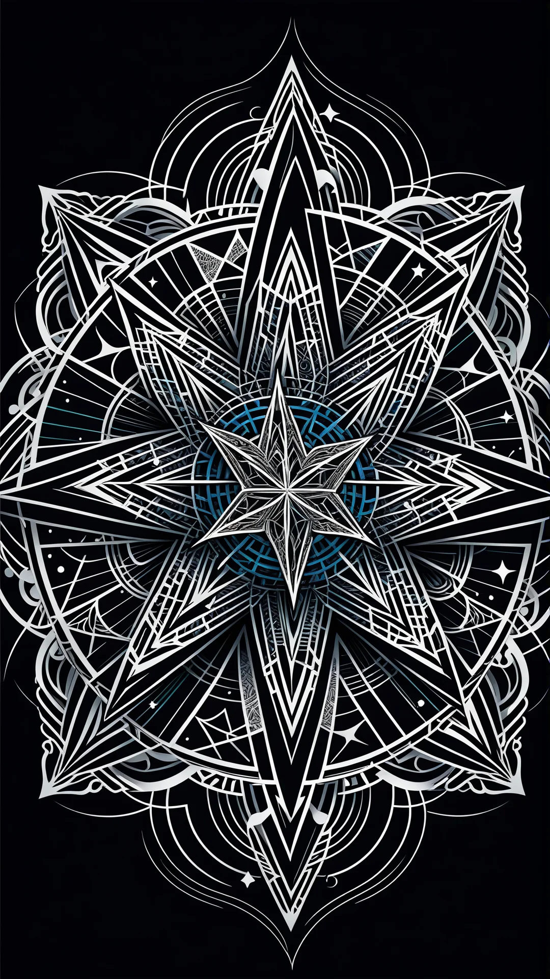 Intricate Star Tattoo Design: Modern & Traditional Fusion in 8K Vector Art