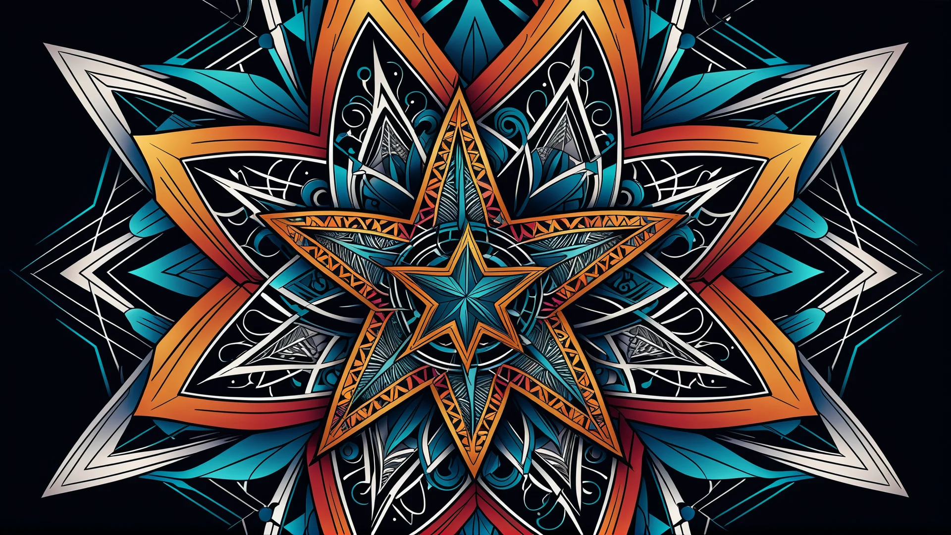 Intricate Star Tattoo Design: Modern & Traditional Fusion in 8K Vector Art