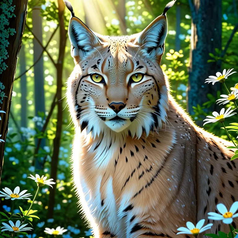 Serene Lynx Illustration in Enchanting Anime Style