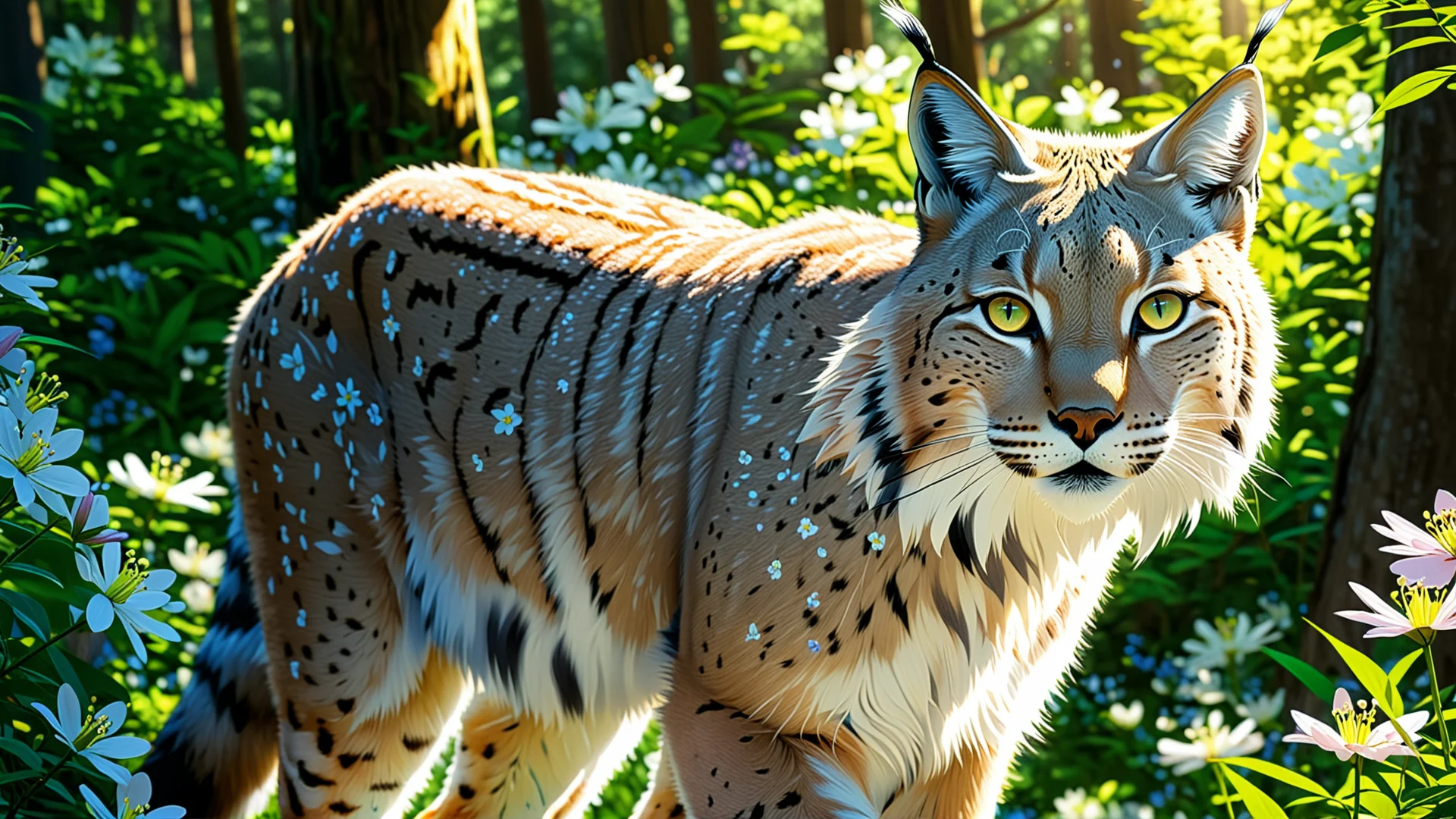 Serene Lynx Illustration in Enchanting Anime Style