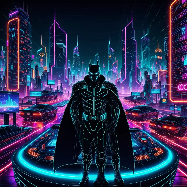 Cyberpunk Neon Villain Art: Futuristic Eerie Cityscape