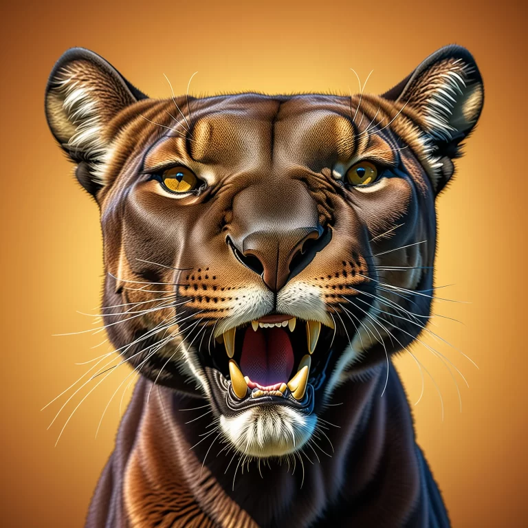 Whimsical Caricature of a Black Cougar in Vibrant Colors