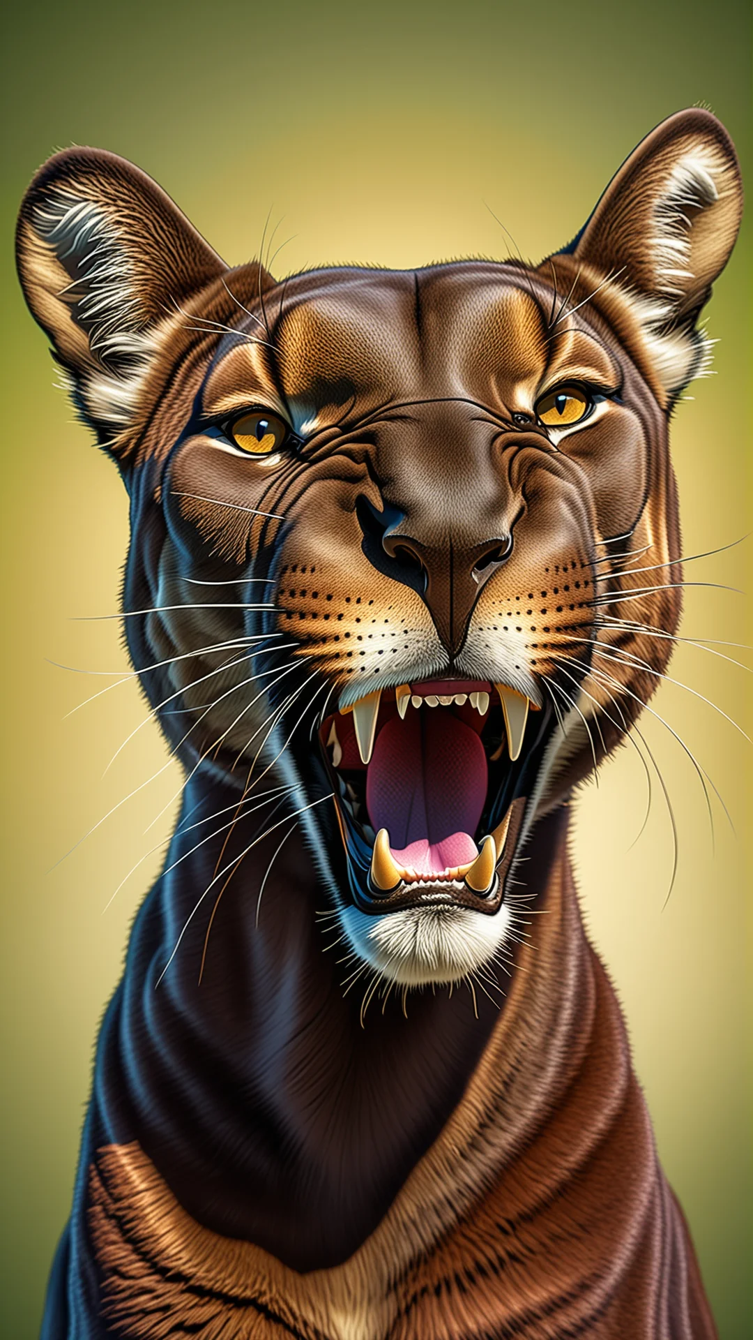 Whimsical Caricature of a Black Cougar in Vibrant Colors