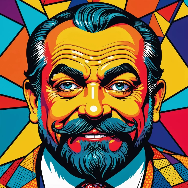 Vibrant Pop Art: Mischievous Dwarf in Bold Geometric Colors