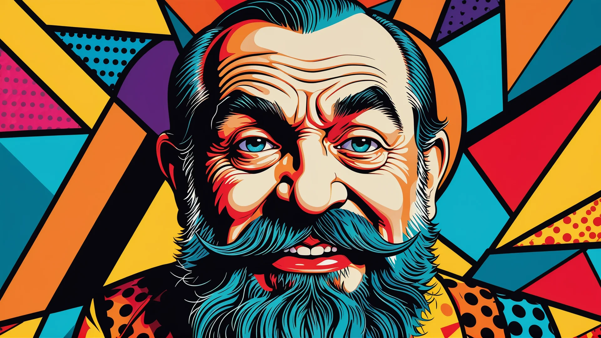 Vibrant Pop Art: Mischievous Dwarf in Bold Geometric Colors