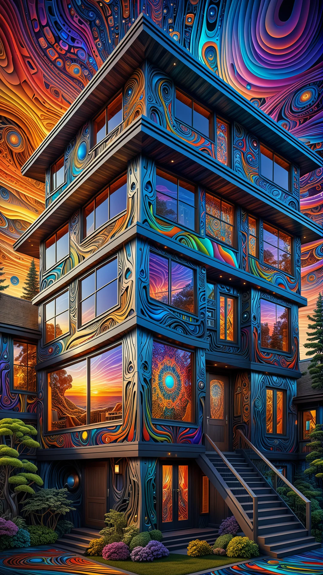 Mesmerizing AI-Themed House: A Vibrant Surreal Illustration