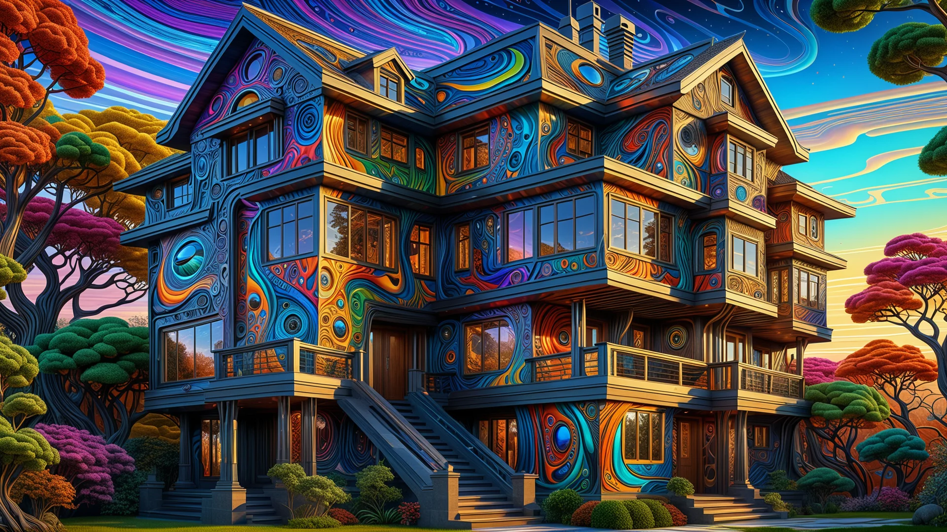 Mesmerizing AI-Themed House: A Vibrant Surreal Illustration