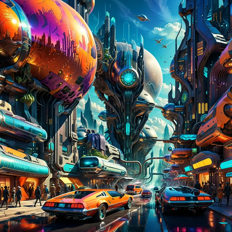 Imaginative Futuristic City: A Surreal Journey Through Time